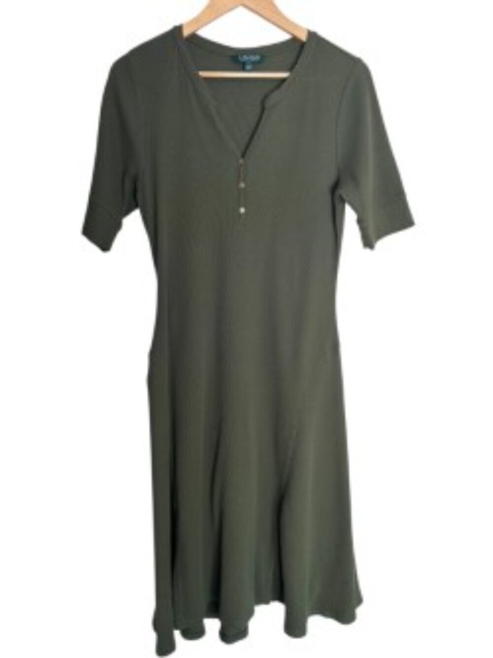 Ralph Lauren Olive Waffle Knit Henley Dress XLarge